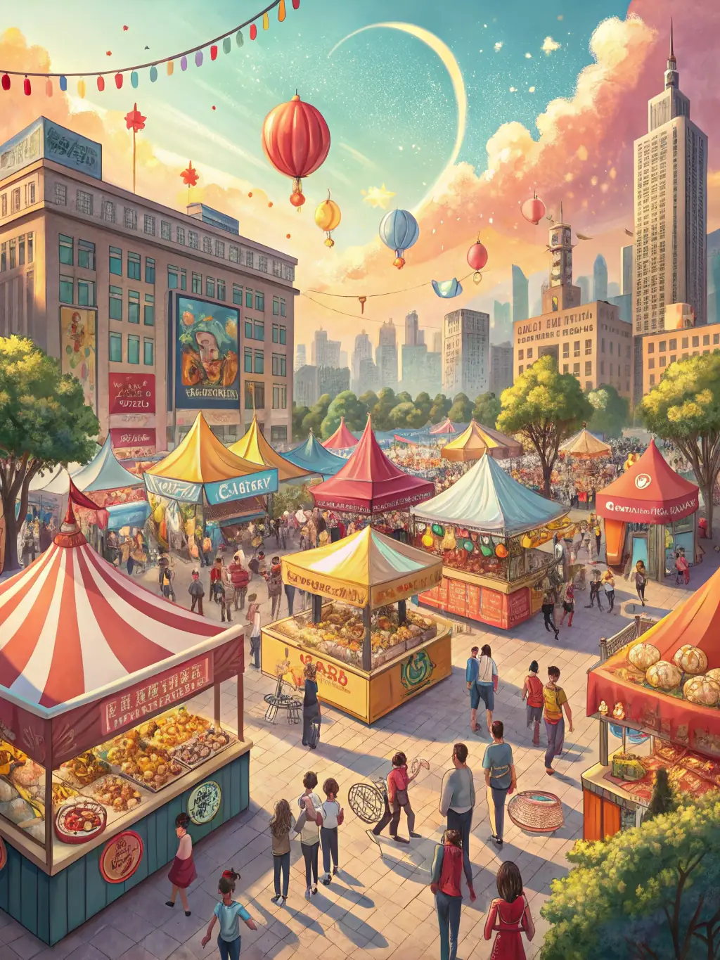 A vibrant image of a community event held at the Porte Royale, featuring music, food, and local artisans.